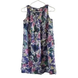J. Jill Love Linen Tropical Floral Sleeveless Shift Dress Size XS P